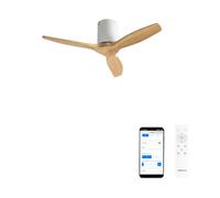 CREATE / WINDCALM S/Ventilateur ABS blanc pales effet bois clair avec Wifi et télécommande / 40W, Silencieux, Ø112 cm, 6 vitesses, fonction été-hiver