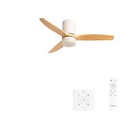 CREATE / WINDCALM S/Ventilateur ABS lumière blanc pales effet bois clair + contrôleur, télécommande / 40W, Minuterie, Ø112 cm, 3 températures lumière, fonction été-hiver