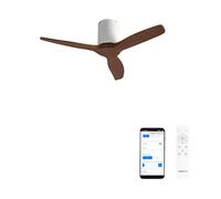 CREATE WINDCALM S Ventilateur de plafond ABS blanc pales effet bois foncé avec Wi-Fi et télécommande, 40 W, silencieux, Ø112 cm, 6 vitesses, fonction été/hiver