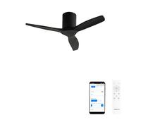 CREATE WINDCALM S Ventilateur de plafond ABS noir avec Wi-Fi et télécommande, 40 W, silencieux, Ø112 cm, 6 vitesses, minuteur, fonction été/hiver