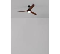 CREATE WINDCUP/Ventilateur de plafond avec lumière noire, pales en bois foncé avec télécommande, 40 W, silencieux, Ø132 cm, 3 températures de lumière, 2 hauteurs, fonction été/hiver