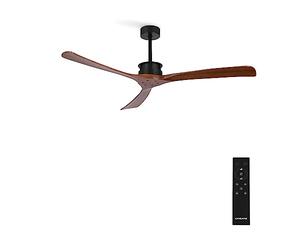 CREATE / WINDLARGE/Ventilateur de plafond avec télécommande, noir pales bois foncé / 40W, silencieux, Ø152 cm, 6 vitesses, minuterie, 2 hauteurs, moteur DC, fonction été-hiver