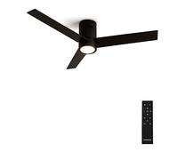 CREATE / WINDLIGHT MINIMAL DC/Ventilateur de Plafond Noir Pales Noires/Avec Lumière, 40W Silencieux Ø132 cm