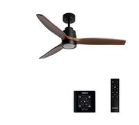 CREATE / WINDSTYLANCE M/Ventilateur ABS lumière noir pales effet bois foncé + contrôleur, télécommande / 40W, Silencieux, Ø132 cm, 6 vitesses, été-hiver, double hauteur