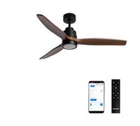 CREATE / WINDSTYLANCE M/Ventilateur ABS lumière noir pales effet bois foncé Wifi + télécommande / 40W, Silencieux, Ø132 cm, 6 vitesses, minuterie, été-hiver, double hauteur