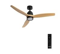 CREATE / WINDSTYLANCE M/Ventilateur ABS lumière noir pales effet bois naturel + télécommande / 40W, Silencieux, Ø132 cm, 6 vitesses, minuterie, été-hiver, double hauteur
