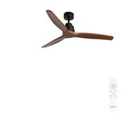 CREATE / WINDSTYLANCE M/Ventilateur ABS noir pales effet bois foncé + télécommande / 40W, Silencieux, Ø132 cm, 6 vitesses, minuterie, été-hiver, double hauteur, moteur DC