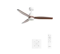 CREATE WINDSTYLANCE M/Ventilateur de plafond ABS avec lumière blanche, pales effet bois foncé avec contrôleur et télécommande, 40 W, minuteur, Ø132 cm, 6 vitesses, été-hiver, double hauteur