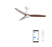 CREATE WINDSTYLANCE M/Ventilateur de plafond ABS avec lumière blanche, pales effet bois foncé avec Wifi et télécommande, 40 W, silencieux, Ø132 cm, 6 vitesses, minuteur, été-hiver, double hauteur