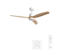 CREATE WINDSTYLANCE M/Ventilateur de plafond ABS avec lumière blanche, pales effet bois naturel avec contrôleur et télécommande, 40 W, minuteur, Ø132 cm, 6 vitesses, été-hiver, double hauteur