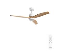 CREATE / WINDSTYLANCE M/Ventilateur de plafond ABS avec lumière blanche, pales effet bois naturel avec télécommande, 40 W, silencieux, Ø132 cm, 6 vitesses, minuteur, été-hiver, double hauteur, moteur