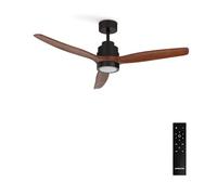 CREATE WINDSTYLANCE M/Ventilateur de plafond ABS avec lumière noire, pales effet bois foncé avec télécommande, 40 W, silencieux, Ø132 cm, 6 vitesses, minuteur, été-hiver, double hauteur
