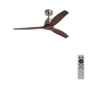 CREATE / WINDSTYLANCE M/Ventilateur de plafond ABS nickel pales bois foncé avec télécommande/Silencieux, Ø132 cm, 6 vitesses, minuterie, été-hiver, double hauteur, moteur DC