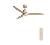 CREATE / WINDSTYLANCE M/Ventilateur de plafond ABS sable avec lumière et télécommande/Silencieux, Ø132 cm, 6 vitesses, minuterie, été-hiver, double hauteur, moteur DC