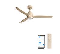 CREATE / WINDSTYLANCE M/Ventilateur de plafond ABS sable lumière avec Wifi et télécommande/Silencieux, Ø132 cm, 6 vitesses, minuterie, été-hiver, double hauteur