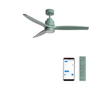 CREATE / WINDSTYLANCE M/Ventilateur de plafond ABS vert sauge lumière avec Wifi et télécommande/Silencieux, Ø132 cm, 6 vitesses, minuterie, été-hiver, double hauteur