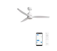 CREATE / WINDSTYLANCE M/Ventilateur de plafond en ABS avec éclairage blanc, Wi-Fi et télécommande / 40 W, silencieux, Ø 132 cm, 6 vitesses, minuterie, mode été-hiver, double hauteur, moteur DC