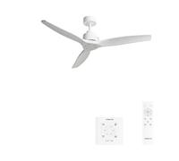 CREATE / WINDSTYLANCE M/Ventilateur de plafond en ABS blanc avec contrôleur mural et télécommande / 40 W, silencieux, Ø 132 cm, 6 vitesses, minuterie, mode été-hiver, double hauteur, moteur DC
