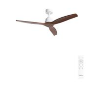 CREATE / WINDSTYLANCE M/Ventilateur de plafond en ABS blanc avec pales effet bois foncé et télécommande / 40 W, silencieux, Ø 132 cm, 6 vitesses, mode été-hiver, double hauteur, moteur DC