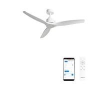 CREATE / WINDSTYLANCE M/Ventilateur de plafond en ABS blanc avec Wi-Fi et télécommande / 40 W, silencieux, Ø 132 cm, 6 vitesses, minuterie, mode été-hiver, double hauteur, moteur DC