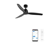 CREATE / WINDSTYLANCE M/Ventilateur plafond ABS noir Wifi + télécommande / 40W, Silencieux, Ø132 cm, 6 vitesses, minuterie, été-hiver, double hauteur, moteur DC