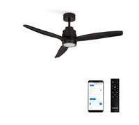 CREATE / WINDSTYLANCE NATURAL WOOD S/Ventilateur de plafond avec lumière noir avec Wifi et télécommande / 40W, Silencieux, Ø112 cm, 6 vitesses, minuteur, fonction été-hiver, double hauteur