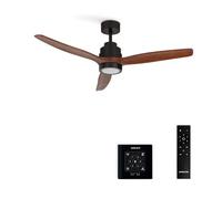 CREATE / WINDSTYLANCE NATURAL WOOD/Ventilateur de plafond avec lumière, contrôleur murale et télécommand, noir pales bois foncé / 40W, silencieux, Ø132 cm, 6 vitesses,fonction été-hiver