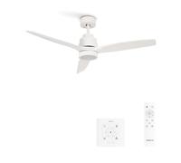 CREATE / WINDSTYLANCE NATURAL WOOD/Ventilateur de plafond avec lumière, contrôleur murale et télécommande, blanc / 40W, Silencieux, Ø132 cm, 6 vitesses, minuterie, été-hiver, double hauteur