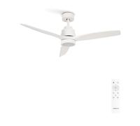 CREATE / WINDSTYLANCE NATURAL WOOD/Ventilateur de plafond avec lumière et télécommande, blanc / 40W, Silencieux, Ø132 cm, 6 vitesses, minuterie, été-hiver, double hauteur