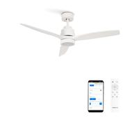 CREATE / WINDSTYLANCE NATURAL WOOD/Ventilateur de plafond avec lumière, Wifi et télécommande, blanc / 40W, Silencieux, Ø132 cm, 6 vitesses, minuterie, été-hiver, double hauteur