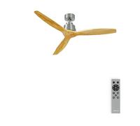 CREATE / WINDSTYLANCE NATURAL WOOD/Ventilateur de plafond avec télécommande, niquel pales bois naturel / 40W, silencieux, Ø132 cm, 6 vitesses, programmable moteur, fonction été-hiver