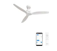 CREATE / WINDSTYLANCE NATURAL WOOD/Ventilateur de plafond avec Wifi et télécommande, blanc / 40W, Silencieux, Ø132 cm, 6 vitesses, minuterie, été-hiver, double hauteur