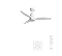 CREATE WINDSTYLANCE S/Ventilateur de plafond ABS avec lumière blanche avec contrôleur mural et télécommande, 40 W, silencieux, Ø112 cm, 6 vitesses, minuteur, été-hiver, double hauteur, moteur DC