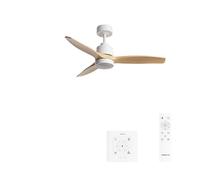 CREATE WINDSTYLANCE S/Ventilateur de plafond ABS avec lumière blanche, pales effet bois clair avec contrôleur et télécommande, 40 W, minuteur, Ø112 cm, 6 vitesses, été-hiver, double hauteur