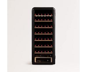 CREATE/WINECOOLER RETRO XXL/Cave à vin électrique 76 bouteilles, Noir/Design rétro, 208L, bouteilles 75cl, matériaux robustes