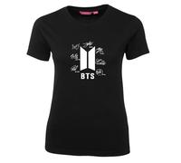 Createe - T-Shirt BTS avec Logo et autographes Homme/Femme 100% Coton Noir Bangtan Boys, Noir , XL