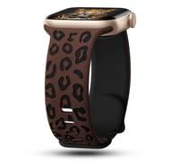 CreateGreat - Bracelets bicolores à motif léopard gravé compatibles avec Apple Watch 41 mm, 40 mm, 38 mm, 45 mm, 44 mm, 42 mm pour femmes, bracelet en silicone designer guépard pour iWatch Series SE 8