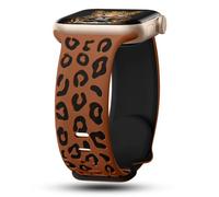 CreateGreat Bracelets sport léopard gravés compatibles avec les bracelets Apple Watch 41 mm, 40 mm, 38 mm pour femme, en silicone de luxe motif guépard pour iWatch séries SE 8 7 6 5 4 3 2 1.BR&BK