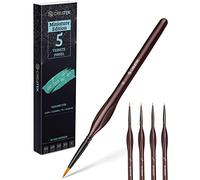 CreaTek Lot de 5 pinceaux de Peinture Extra Fins pour Les détails - très adaptés pour l'acrylique, l'aquarelle - Le #1 Pinceau pour modélisme, Peinture par numéros, Peinture Miniature