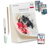 CreaTek Papier aquarelle A5 300 g avec 40 feuilles [Qualité supérieure pour aquarelle brillante] Blanc naturel et pressé à froid A5 avec accessoires et cours vidéo gratuits - Papier aquarelle A5