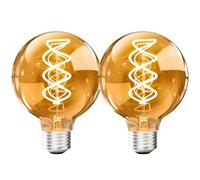 CREATESTAR Ampoules Edison Vintag Dimmable, 4W Edison Vintage ampoule E27, G80 Ampoule Verre Marron 2700K Ampoule à Filament Rétro pour Éclairage de Bar Industriel Nostalgique- Lot de 2