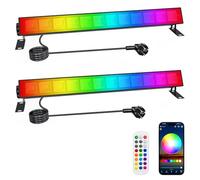 CREATESTAR RGB LED Projecteur Exterieur 30W, Projecteur LED RGB Barres avec Application Bluetooth et 2.4G Télécommande, Étanche IP66 Spot LED rgb pour Bar Fête Jardin