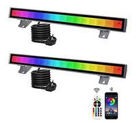 CREATESTAR RGB LED Projecteur Exterieur 48W, 2-pack 16 Millions de Couleurs Intelligentes avec Télécommande et Minuterie, Mémoire,pour Fête Jardin Bar Halloween