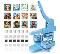 Créateur de badges à aimants pour réfrigérateur Square Kit Badge Maker Machine 50 mm*50 mm avec 100 jeux de fournitures de fabrication de badges Machine de presse à boutons DIY Photo Badge carré