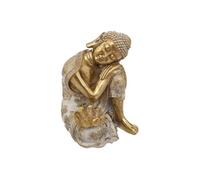 Statuette Bouddha, résine, doré, H23 cm Doré