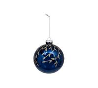 Créateur d'intérieur - Boule de Noël en Verre "Branche Pailletée" 10cm Bleu