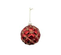 Créateur d'intérieur - Boule de Noël en Verre Capitons 10cm Rouge