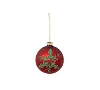 Atmosphera Créateur d'intérieur - Boule de Noël en Verre Houx 10cm Rouge