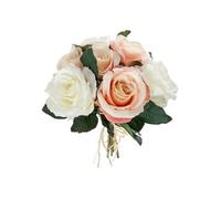 Créateur d'intérieur - Bouquet de Fleur "7 Roses" 30cm Rose & Blanc