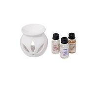 Atmosphera Créateur d'intérieur - Brûle-Parfum & 3 Flacons d'Huiles "Pura" 10ml Floral Blanc G
